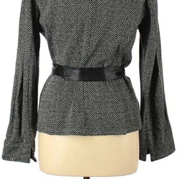 Gerard Darel Wool Faux Leather Trim Belted Button Single Breasted Blazer Sz 42 - Picture 8 of 12